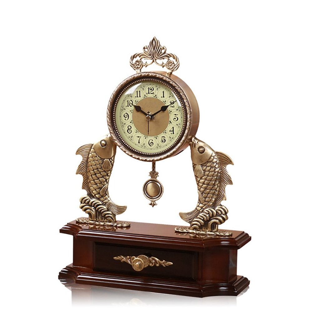 Desk Clock and Shelf Clock Vintage Retro Mantel/Mantle Rhythm Clock with Pendulum Movement Pure Copper Material