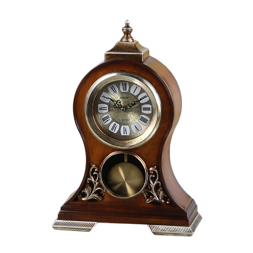 CLOCKZHJI Desk Clock and Shelf Clock Retro Mantel/Mantle Rhythm Quartz Clock Living Room Desk Shelf Clocks Decoration