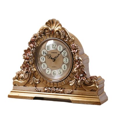 CLOCKZHJI Retro Mantel/Mantle Rhythm Quartz Clock Living Room Desk Shelf Clocks Decoration (Color : Bronze)
