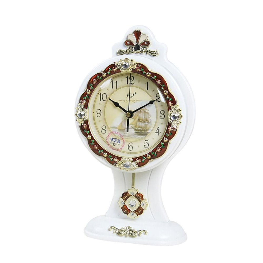CLOCKZHJI Desk Clock and Shelf Clock Retro Mantel/Mantle Rhythm Quartz Clock Wooden Living Room Desk Shelf Clocks Decoration