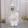 CLOCKZHJI Retro Mantel/Mantle Rhythm Quartz Clock Elephant Living Room Desk Shelf Clocks Decoration (Color : White) view 2