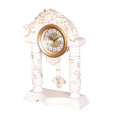 CLOCKZHJI European Retro Mantel/Mantle Rhythm Quartz Clock Living Room Desk Shelf Clocks Decoration (Color : Light Yellow)