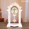 CLOCKZHJI European Retro Mantel/Mantle Rhythm Quartz Clock Living Room Desk Shelf Clocks Decoration (Color : Light Yellow) view 2