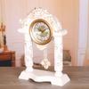 CLOCKZHJI European Retro Mantel/Mantle Rhythm Quartz Clock Living Room Desk Shelf Clocks Decoration (Color : Light Yellow) view 3