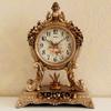 CLOCKZHJI European Retro Mute Desktop Clock Living Room Bedroom Clock Creative Clock Home Clocks (Color : Brown) view 1