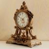 CLOCKZHJI European Retro Mute Desktop Clock Living Room Bedroom Clock Creative Clock Home Clocks (Color : Brown) view 2