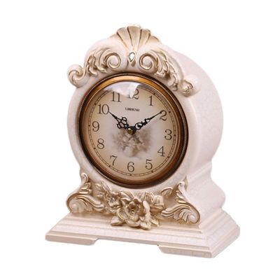 CLOCKZHJI Retro Mantel/Mantle Rhythm Quartz Clock Living Room Desk Shelf Clocks Decoration (Color : Light Yellow)