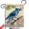 Blue Jay Floral Garden Flag Set with Stand Animals Bird Flamingo Hummingbird Cardinal Peacock Springtime Natural Wildlife Small Decorative Gift Yard House Banner Double-Sided Made In USA 13 X 18.5 view 2