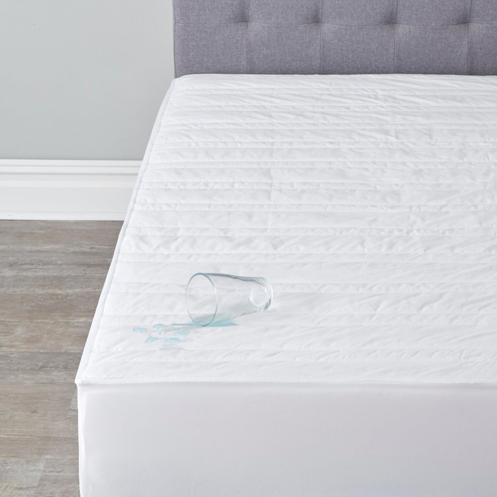 BrylaneHome Dual-Sided Waterproof Quilted Mattress Pad - Full, White