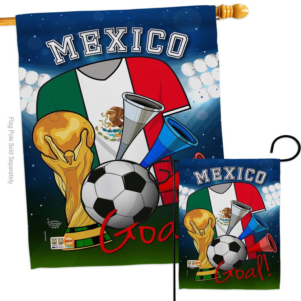 World Cup Mexico Soccer Garden House Flags Set Sports Game Goal Ball Football Entertainment Activity Physical Small Decorative Gift Yard Banner Made In USA 28 X 40