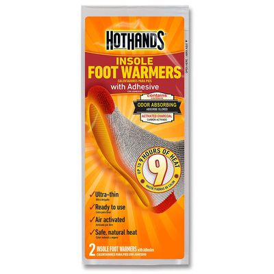 HotHands Insole Foot Warmers with Adhesive, Long Lasting Safe Natural Odorless Air Activated, Up to 9 Hours Heat, 2-Pack