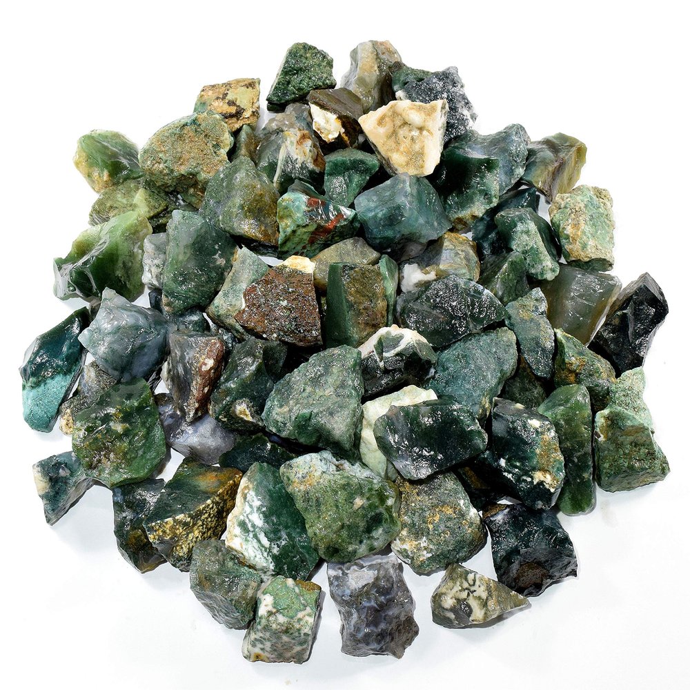 Natural Green Moss Agate Rough Stones Gemstone Crystal Mineral Cabochons Rock Specimen Cabs from India (20PCS)