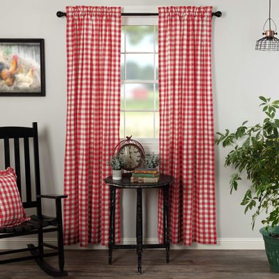VHC Brands Annie Buffalo Check Panel Pair, 84x40, Red