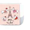 Amagical Paris Eiffel Tower French Decor Paris Tower Love and Cute Dogs Pattern 16 Piece Bathroom Mat Set Shower Curtain Set Non Slip Bath Mat Contour Mat Toilet Cover and Shower Curtain with 12 Hook view 2
