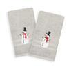 Authentic Hotel and Spa Snowman Embroidered Turkish Cotton Hand Towels (Set of 2) Grey view 1