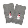 Authentic Hotel and Spa Snowman Embroidered Turkish Cotton Hand Towels (Set of 2) Grey view 4