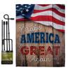 Proud to Make America Great Again Garden Flag Set with Stand Americana Star and Stripes Patriotism Independence Memorial United State American Small Gift Yard House Banner 13 X 18.5 view 1