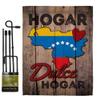Country Venezuela Hogar Dulce Garden Flag Set with Stand Regional Nationality Nation International World Particular Area Small Decorative Gift Yard House Banner Made In USA 13 X 18.5 view 1