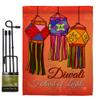 Festival Of Lights Garden Flag Set with Stand Celebration Diwali Deepavali Hindus Religious Small Decorative Gift Yard House Banner Made In USA 13 X 18.5 view 1