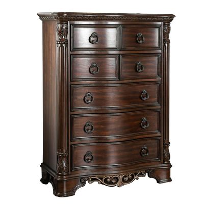 Benjara Benzara Transitional Wooden Chest With Antique Drawer Pulls, Brown,