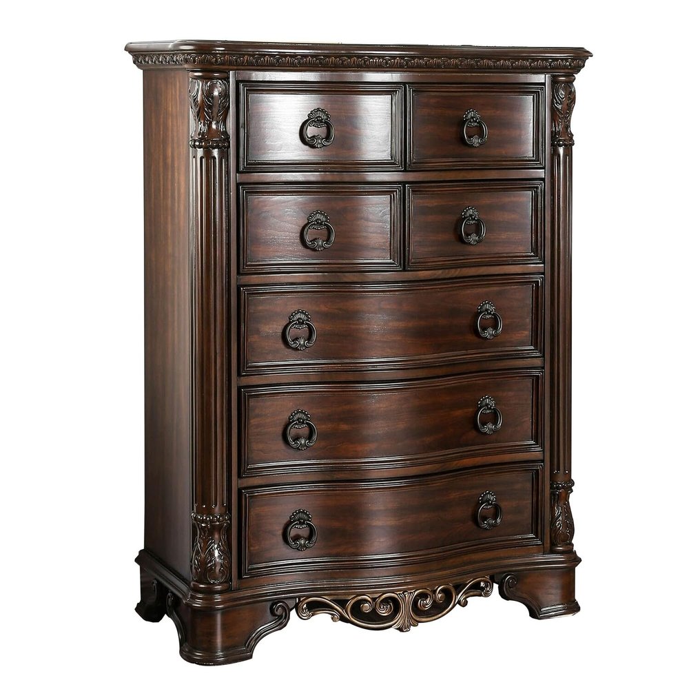 Benjara Benzara Transitional Wooden Chest With Antique Drawer Pulls, Brown,