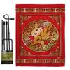 Chinese New Year Luck Arrive Garden Flag Set with Stand Lunar Good Prosperous Seasonal Arrival Blessing Small Decorative Gift Yard House Banner Made In USA 13 X 18.5 view 1
