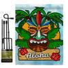 Luau Party Garden Flag Set with Stand Celebration Cake Drink Candy Bouquet Surprise Occasion Anniversary Small Decorative Gift Yard House Banner Made In USA 13 X 18.5 view 1