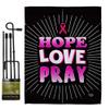 Love for Pink Ribbon Garden Flag Set with Stand Support Awareness Inspirational Survivor Prevention Cancer Autism Breast BLM Small Decorative Gift Yard House Banner Made In USA 13 X 18.5 view 1