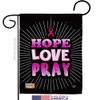 Love for Pink Ribbon Garden Flag Set with Stand Support Awareness Inspirational Survivor Prevention Cancer Autism Breast BLM Small Decorative Gift Yard House Banner Made In USA 13 X 18.5 view 2