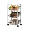 ZSH-stc 3 Tier Kitchen Storage Trolley with Wheels Stainless Steel Fruit Vegetable Rack for Bathroom Multifunction Organizing (Size : 35 * 28 * 85cm) view 1