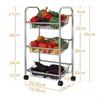 ZSH-stc 3 Tier Kitchen Storage Trolley with Wheels Stainless Steel Fruit Vegetable Rack for Bathroom Multifunction Organizing (Size : 35 * 28 * 85cm) view 2