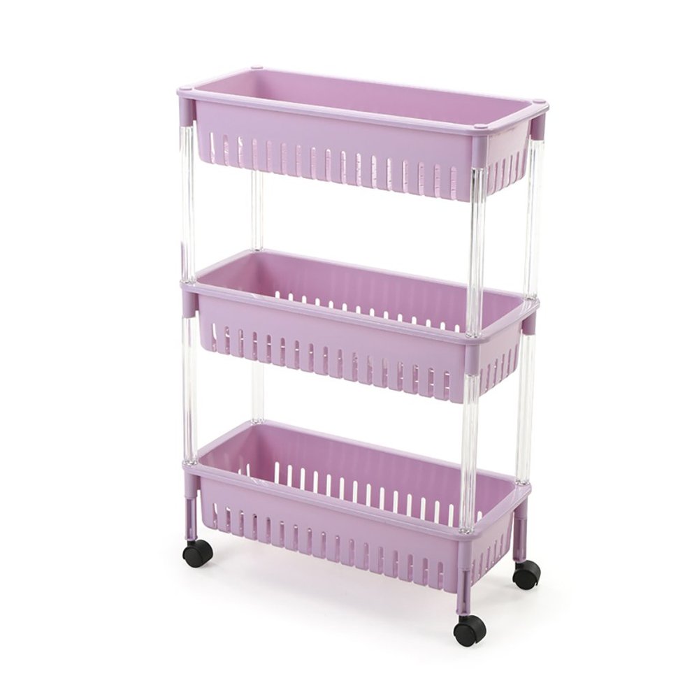 ZSH-stc Kitchen Storage Trolleys Slide Out Storage Tower Movable Detachable Shelf with Wheels 3 Tier for Kitchen Bathroom Living Room (Color : C)