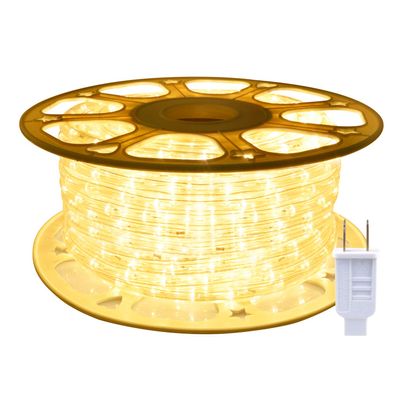 ollrieu 98.4ft Outdoor Rope Lights Waterproof Warm White, Connectable Flexible 110V Plug Thick Cool Clear Tube 3000K LED Rope Lights for Patio, Pool, Camping, Bedroom Decor, Indoor