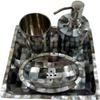 India Meets India Handicraft Real Seashell Bathroom Accessories Set-Soap Dish, Liquid Dispenser, Toothbrush Holder, Bathroom Tray Set, Best Gifting, Made by Awarded- Indian Artisan view 2