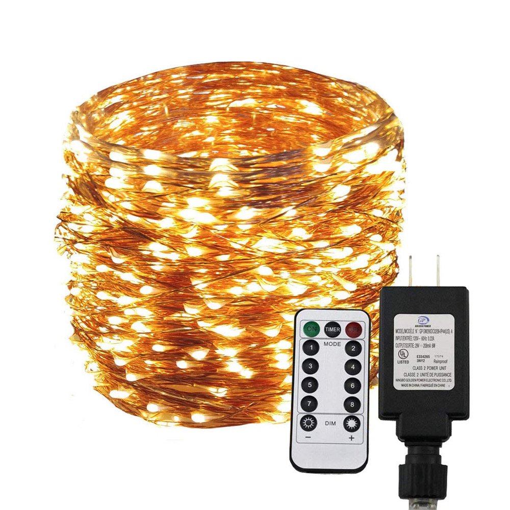 Dreamworth Dimable Led String Lights, 50M/165 FT 500 LEDs Plug in Copper Wire 8 Modes Fairy Lights with Remote Timer for Bedroom,Garden,Party,Wedding,Christmas(Warm White)