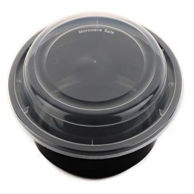 24oz - 450 Count - Round Microwavable Plastic Meal Prep Containers with Lids - Food Storage Container - Certified BPA-Free, Stackable, Reusable Microwave, Dishwasher, Freezer Safe, Disposable (Black)