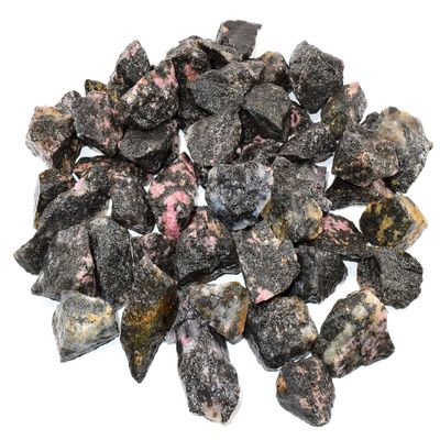 Natural Rhodonite Rough Stones Pink Black Gemstone Crystal Mineral Cabochon Specimen Cabs from Madagascar (30PCS)