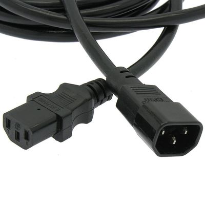 6Ft Power Extension Cord C13 to C14 Black/SJT 14/3-2PK