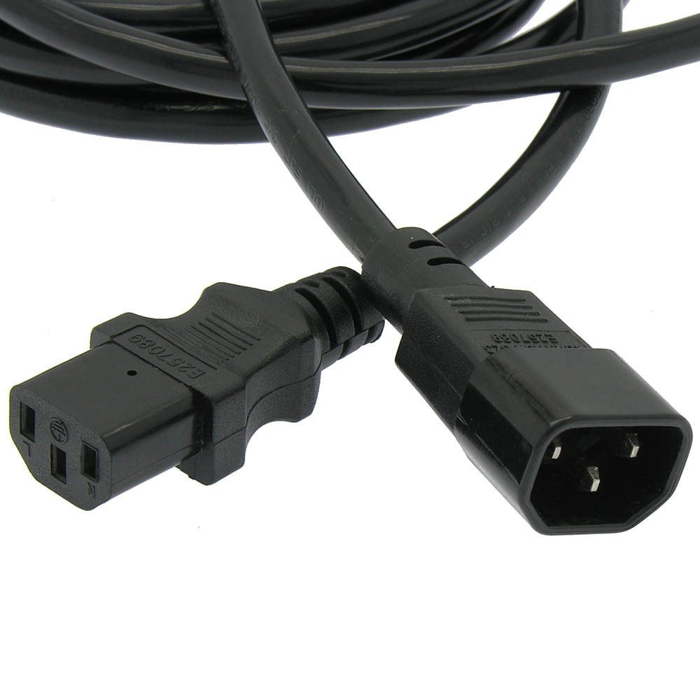 6Ft Power Extension Cord C13 to C14 Black/SJT 14/3-2PK