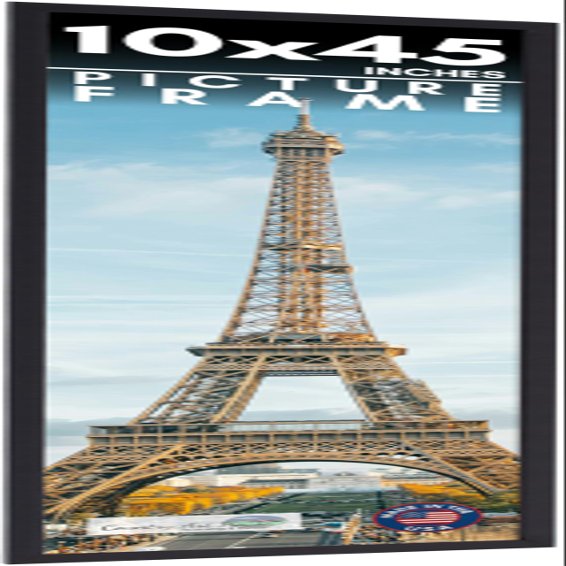 10x45 Frame Black Picture Frame - Complete Modern Photo Frame Includes UV Acrylic Shatter Guard Front, Acid Free Foam Backing Board, Hanging Hardware Wood Wall Frames for Family Photos - no Mat