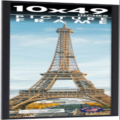 10x49 Frame Black Picture Frame - Complete Modern Photo Frame Includes UV Acrylic Shatter Guard Front, Acid Free Foam Backing Board, Hanging Hardware Wood Wall Frames for Family Photos - no Mat