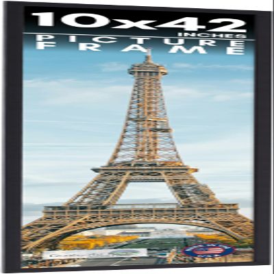 10x42 Frame Black Picture Frame - Complete Modern Photo Frame Includes UV Acrylic Shatter Guard Front, Acid Free Foam Backing Board, Hanging Hardware Wood Wall Frames for Family Photos - no Mat