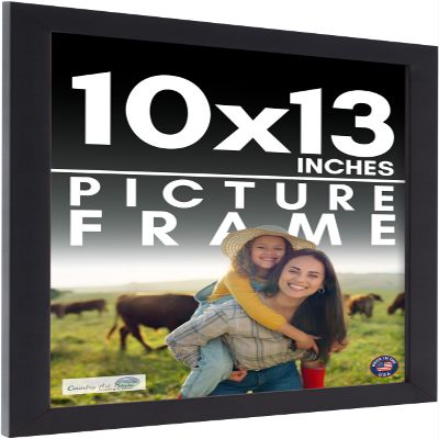 10x13 Frame Black Picture Frame - Complete Modern Photo Frame Includes UV Acrylic Shatter Guard Front, Acid Free Foam Backing Board, Hanging Hardware Wood Wall Frames for Family Photos - no Mat