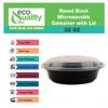32oz - 75 Count - Round Microwavable Plastic Meal Prep Containers with Lids - Food Storage Container - Certified BPA-Free, Stackable, Reusable Microwave, Dishwasher, Freezer Safe, Disposable (Black) view 2