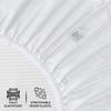 Feather & Stitch 500 TC Split King Size Damask Bed Sheet Set, 100% Cotton Soft Breathable Bedsheets, 5 Piece 18" Deep Pockets Sateen Weave Striped Bedding Mattress Resort Hotel - (Stripe White) view 3