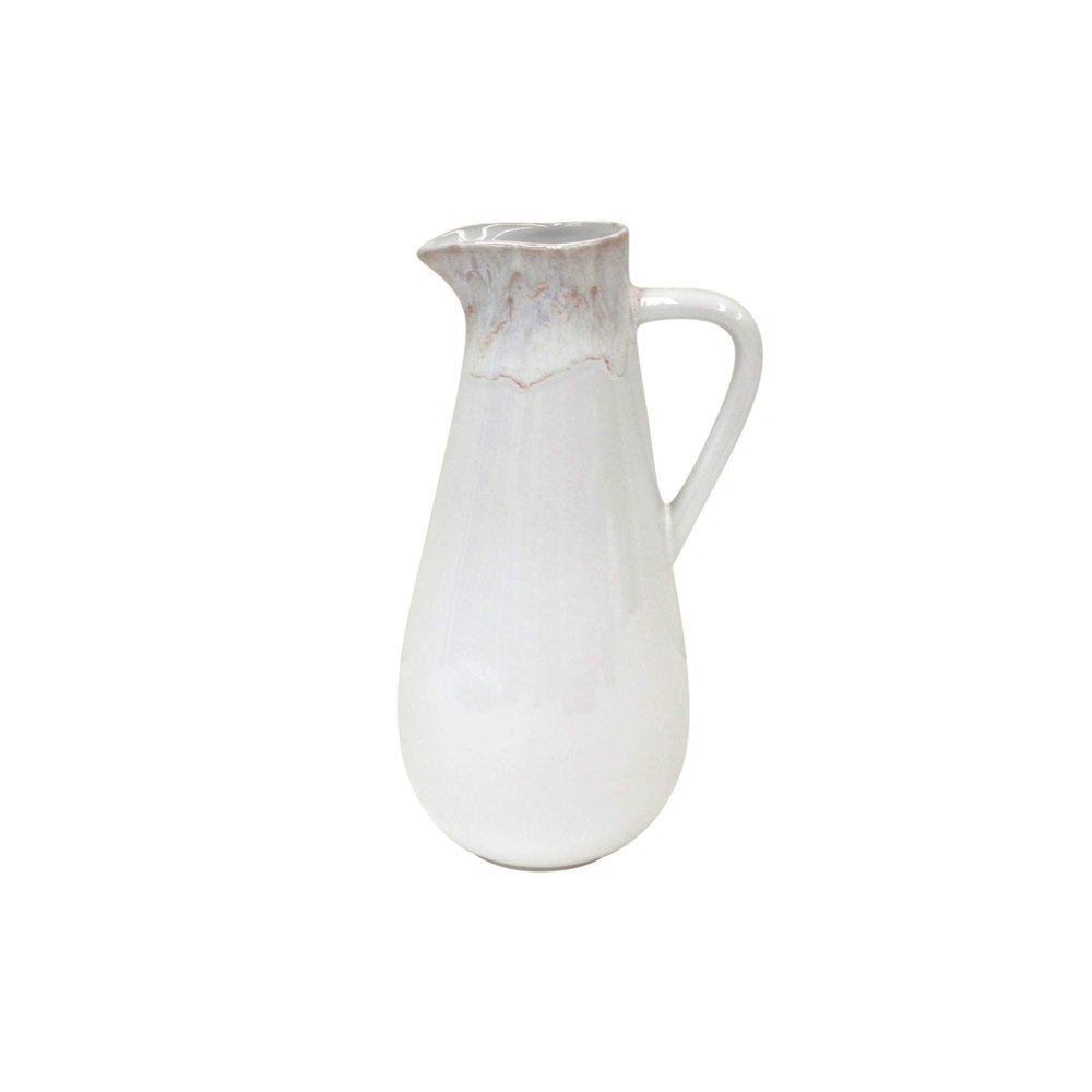 Casafina Ceramic Stoneware 56 oz. Pitcher - Taormina Collection, White | Microwave & Dishwasher Safe Dinnerware | Food Safe Glazing | Restaurant Quality Serveware