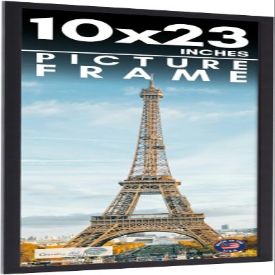 10x23 Frame Black Picture Frame - Complete Modern Photo Frame Includes UV Acrylic Shatter Guard Front, Acid Free Foam Backing Board, Hanging Hardware Wood Wall Frames for Family Photos - no Mat