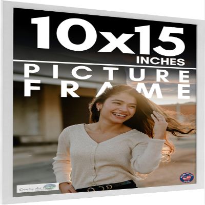 10x15 Frame White Solid Wood Picture Frame Includes UV Acrylic Shatter Guard Front, Acid Free Foam Backing Board, Hanging Hardware Wood Square Frame Wall Frames for Family Photos - no Mat