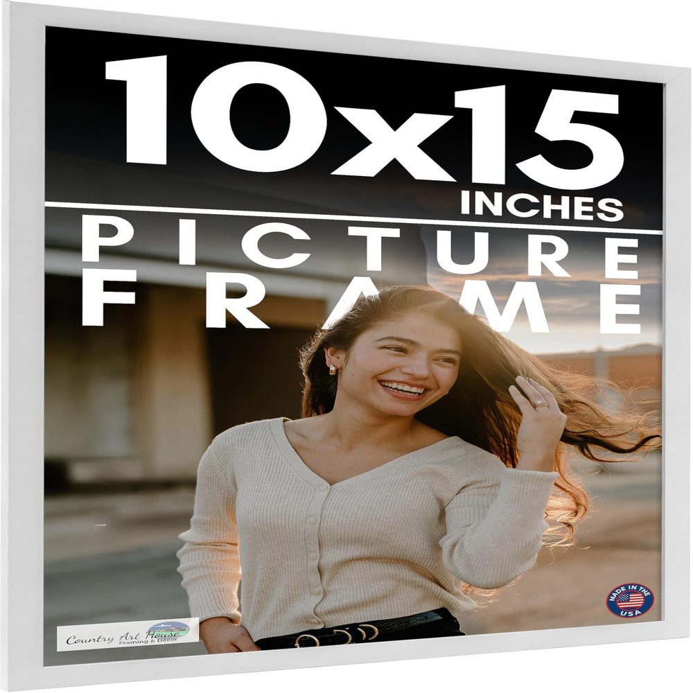 10x15 Frame White Solid Wood Picture Frame Includes UV Acrylic Shatter Guard Front, Acid Free Foam Backing Board, Hanging Hardware Wood Square Frame Wall Frames for Family Photos - no Mat