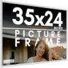 35x24 Frame White Solid Wood Picture Frame Includes UV Acrylic Shatter Guard Front, Acid Free Foam Backing Board, Hanging Hardware Wood Square Frame Wall Frames for Family Photos - no Mat view 1